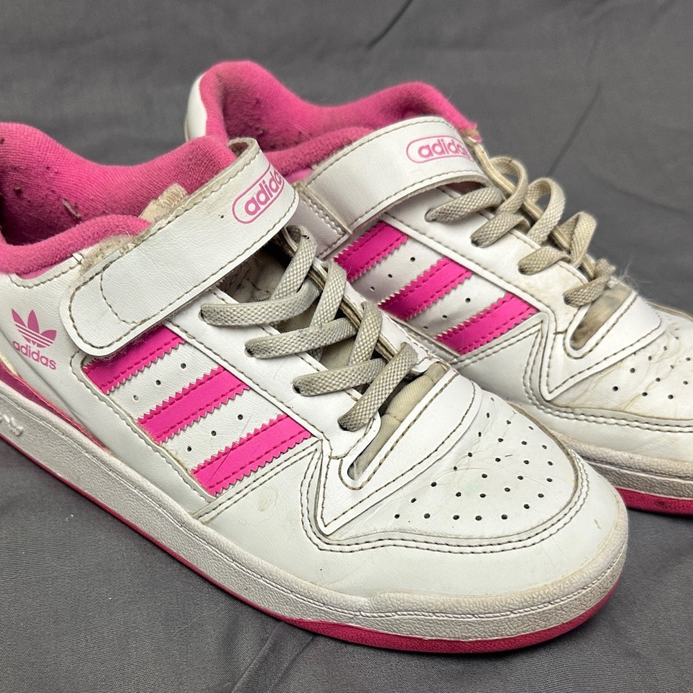 Adidas Kids White and Pink Sneakers